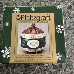 New Pfaltzgraff Winterberry Tealight Candle Christmas Ball Pierced Light Holiday